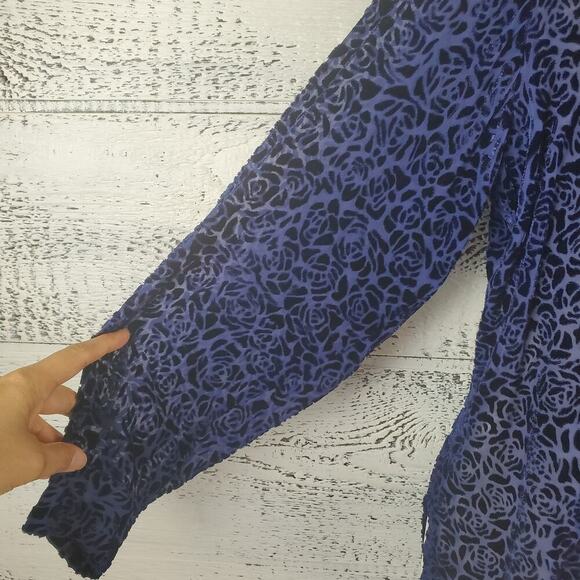 Vintage Merona Small Silk Blend Burnout Velvet Blouse Whimsigoth Dark Academia - Picture 5 of 10